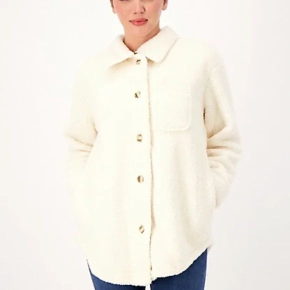 Koolaburra by UGG Brushed Back Sherpa Cozy Shacket plus size 1X NEW - Picture 2 of 5